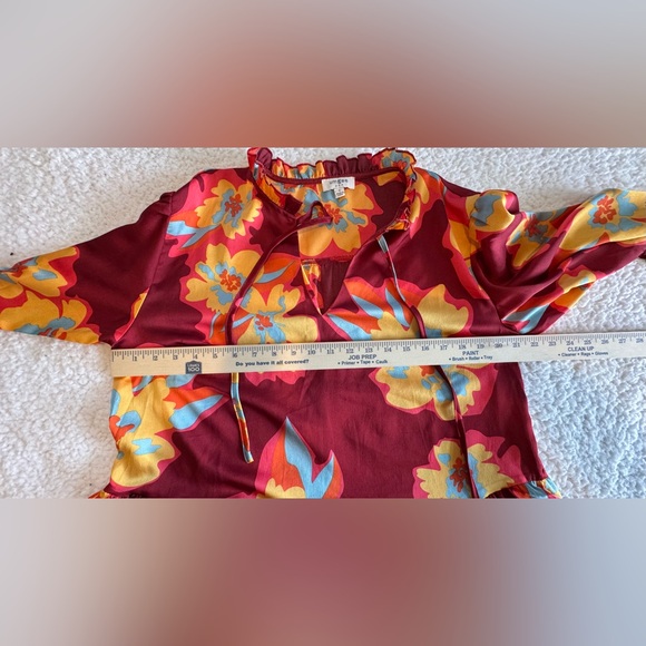 Umgee Multicolor Ruffled Blouse Small 70s inspired| festival wear| retro floral - Picture 6 of 9